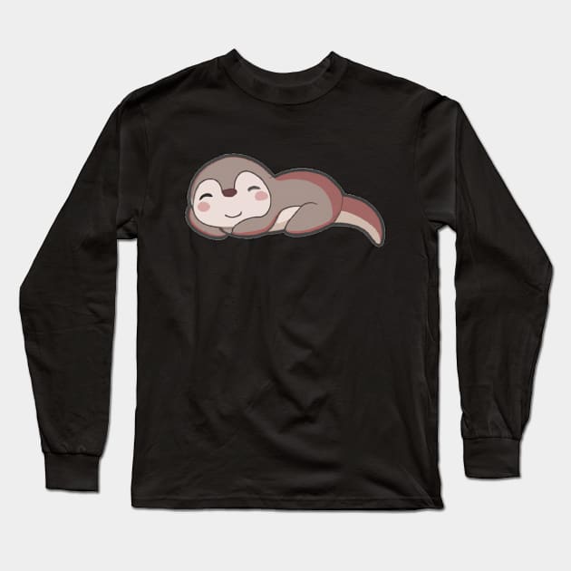 Sleeping Otter #1 Long Sleeve T-Shirt by Kool Creations